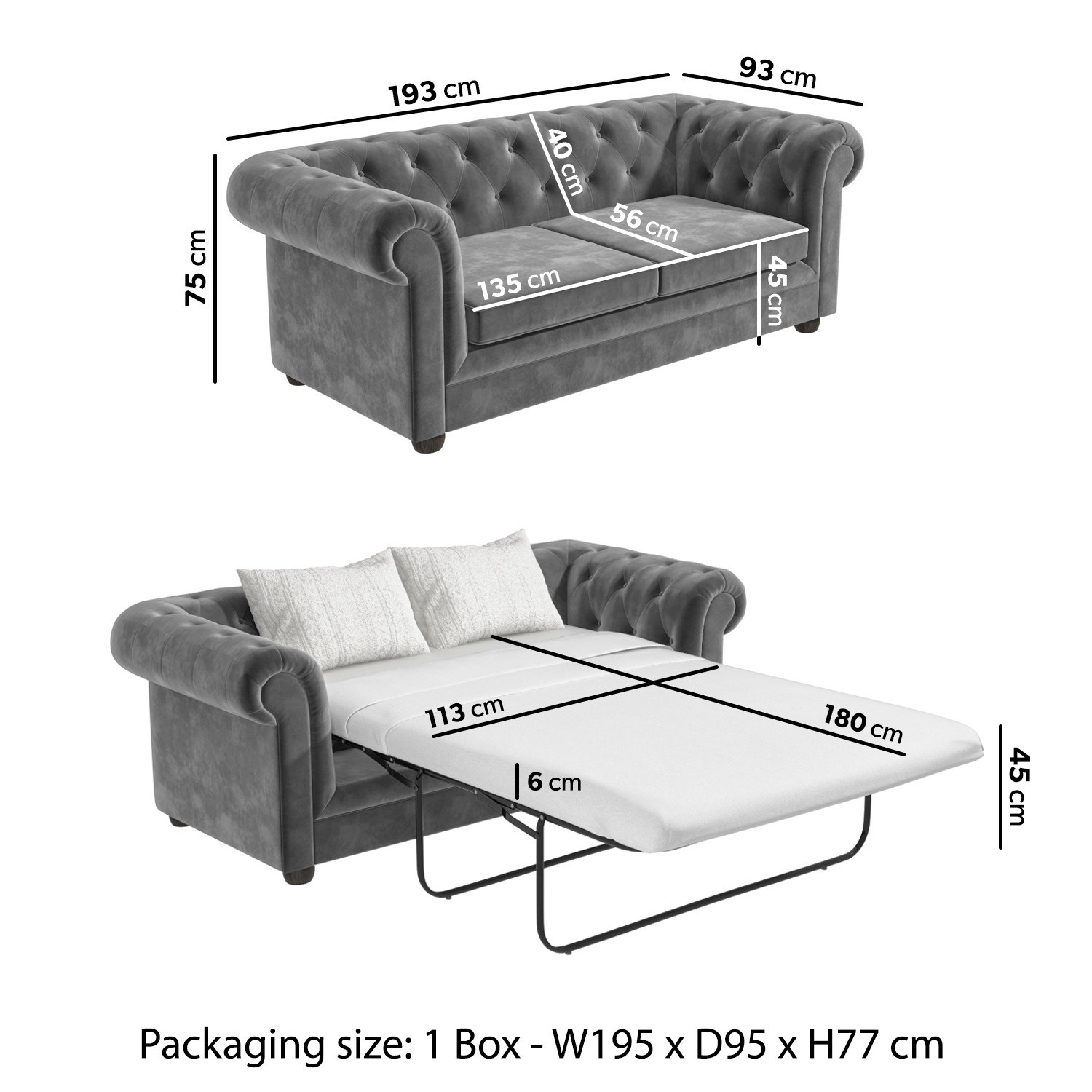 Read more about Grey velvet chesterfield pull out sofa bed seats 3 bronte